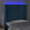 Zagłówek do łóżka z LED ciemnoniebieski 93x16x118/128cm aksamit
