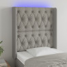 Zagłówek do łóżka z LED, jasnoszary, 83x16x118/128 cm, tkanina