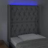 Zagłówek do łóżka z LED, jasnoszary, 83x16x118/128 cm, tkanina
