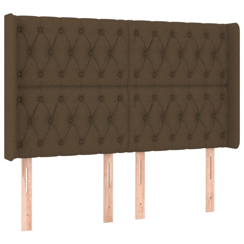 Zagłówek do łóżka z LED ciemnobrązowy 163x16x118/128 cm tkanina