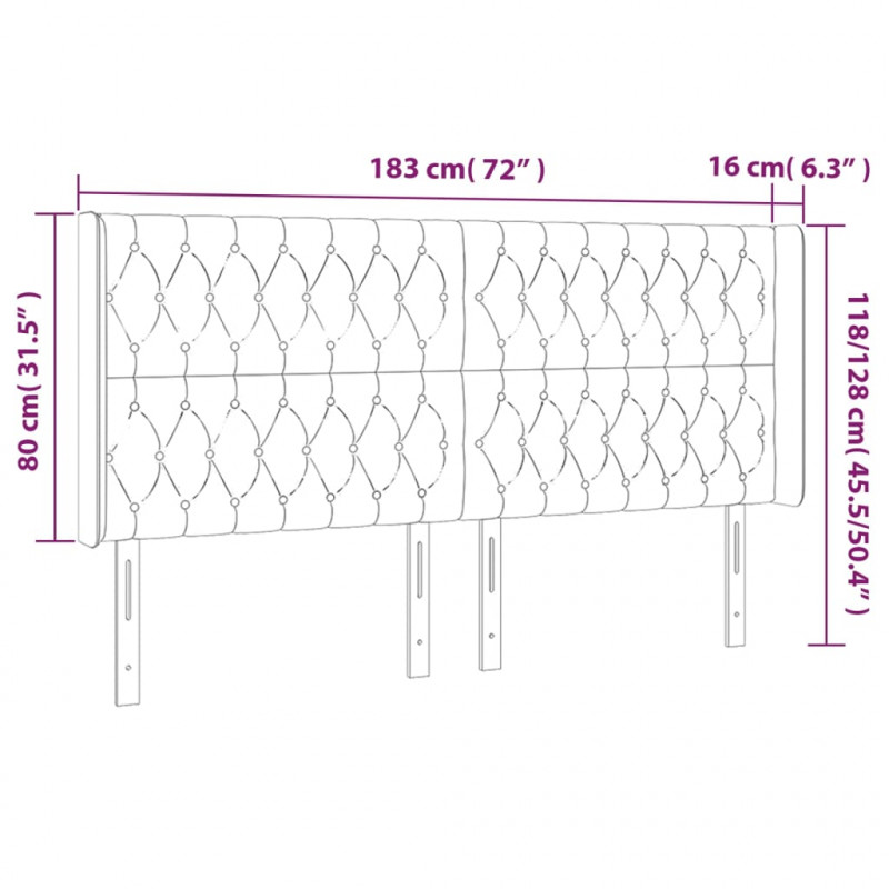 Zagłówek do łóżka z LED ciemnoniebieski, 183x16x118/128 cm