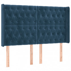 Zagłówek do łóżka z LED ciemnoniebieski, 147x16x118/128 cm
