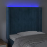 Zagłówek do łóżka z LED ciemnoniebieski, 103x16x118/128 cm