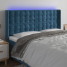 Zagłówek do łóżka z LED ciemnoniebieski, 203x16x118/128 cm