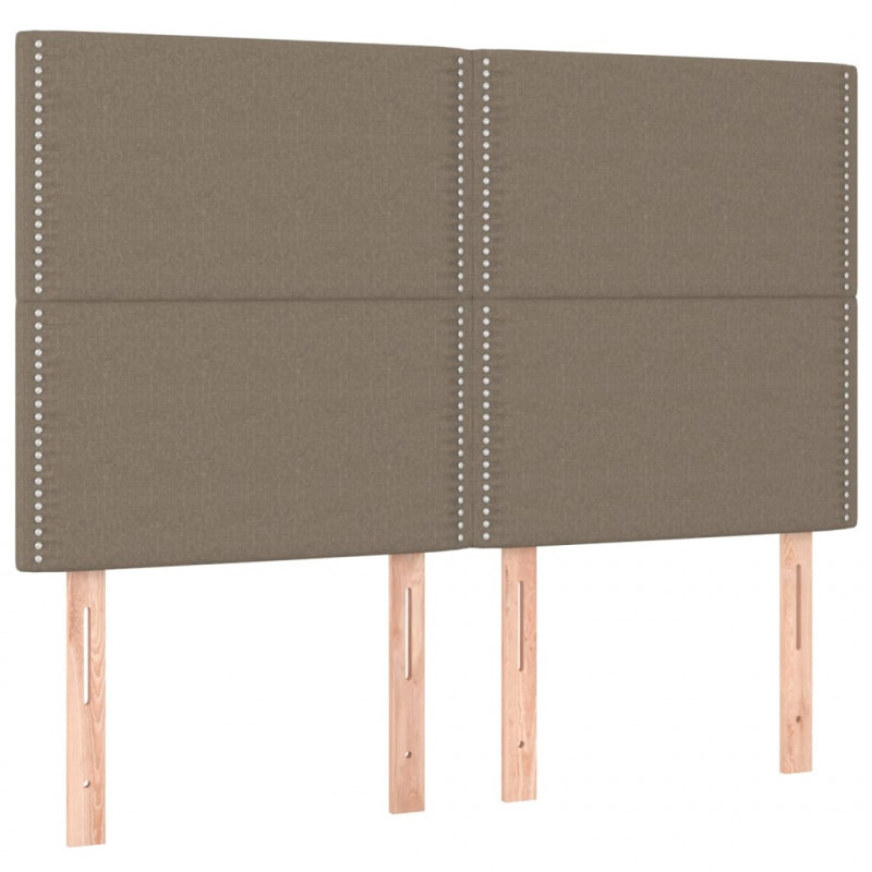 Łóżko kontynentalne z materacem, taupe, tkanina, 140x200 cm