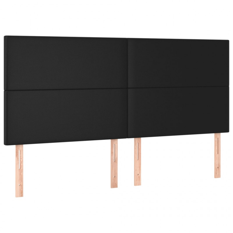 Łóżko kontynentalne z materacem, czarne, ekoskóra 200x200 cm