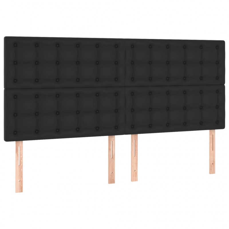 Łóżko kontynentalne z materacem, czarne, ekoskóra 200x200 cm