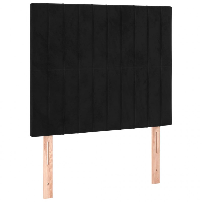Łóżko kontynentalne z materacem, czarne, aksamit 80x200 cm