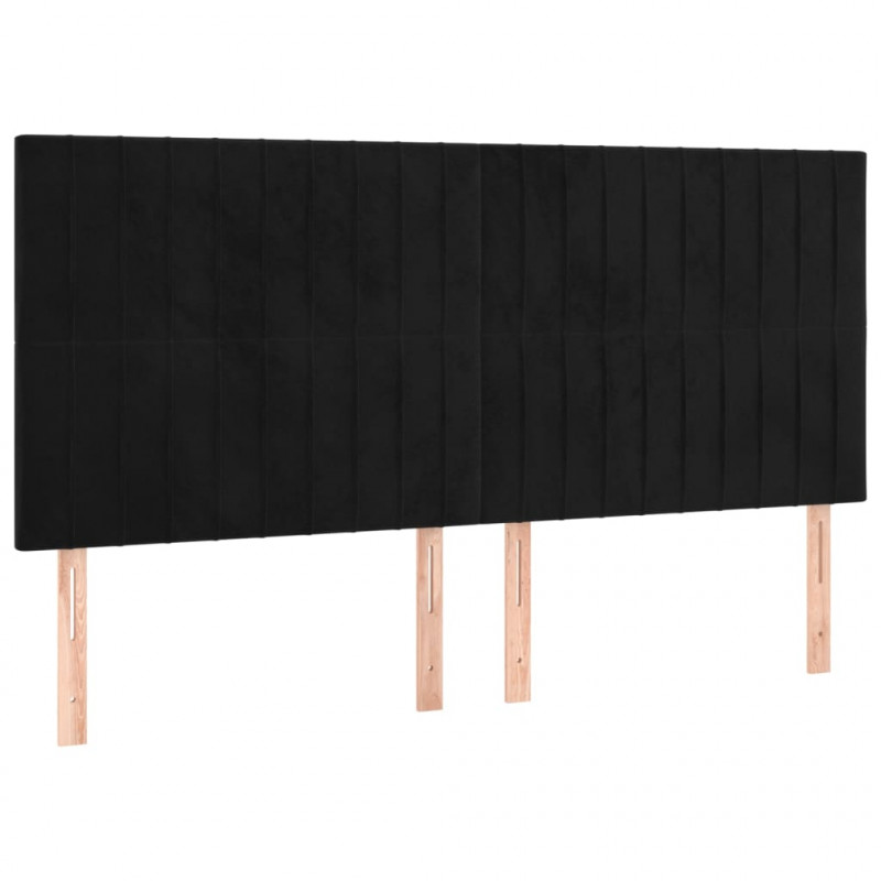 Łóżko kontynentalne z materacem, czarne, 160x200 cm, aksamit