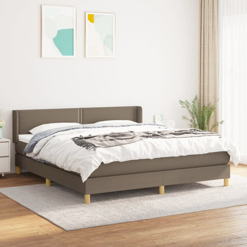 Łóżko kontynentalne z materacem, taupe, tkanina, 180x200 cm