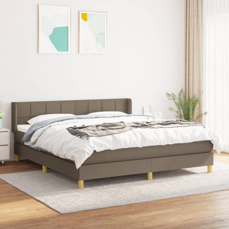 Łóżko kontynentalne z materacem, taupe, tkanina, 180x200 cm