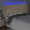 Zagłówek do łóżka z LED, kremowy, 203x16x118/128 cm, tkanina