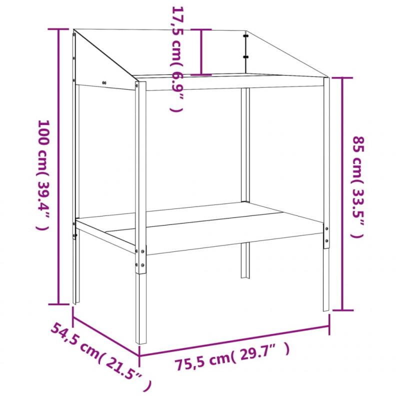 Kwietnik, antracytowy, 75,5x54,5x100 cm, stal galwanizowana