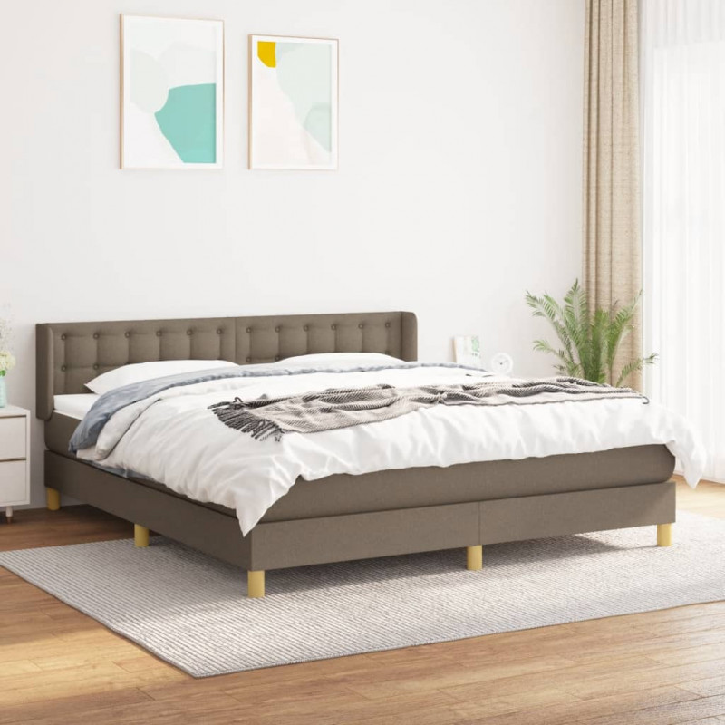 Łóżko kontynentalne z materacem, taupe, tkanina, 160x200 cm