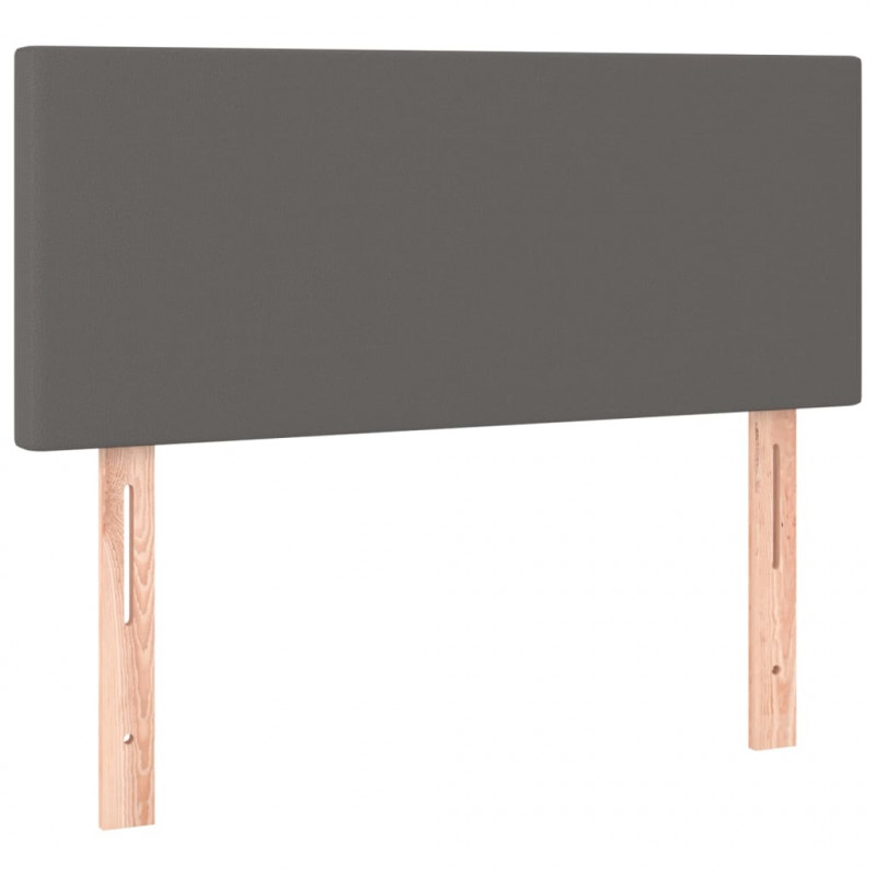Łóżko kontynentalne z materacem, szare, ekoskóra 100x200 cm