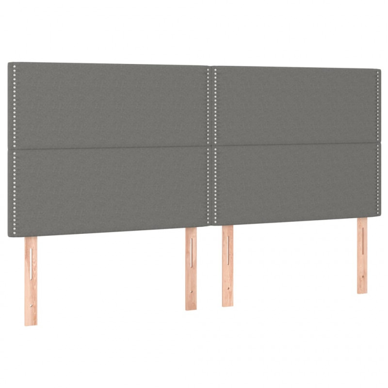 Łóżko kontynentalne z materacem, ciemnoszara tkanina 200x200 cm