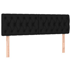 Zagłówek do łóżka z LED, czarny, 160x7x78/88 cm, tkanina