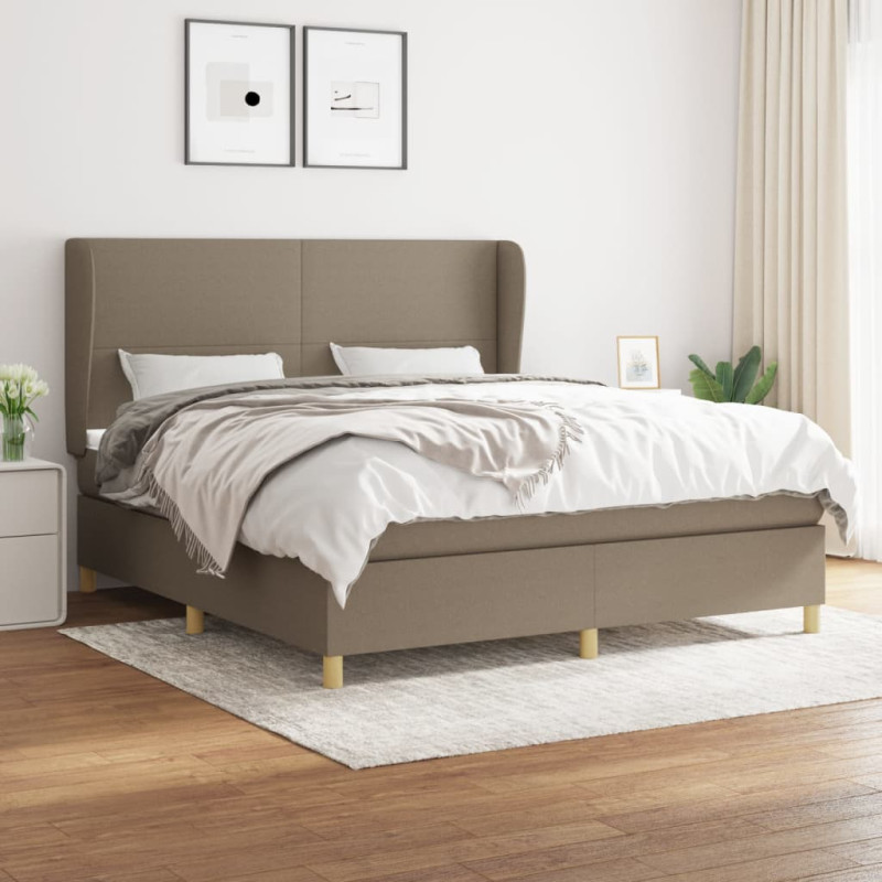 Łóżko kontynentalne z materacem, taupe, tkanina, 160x200 cm
