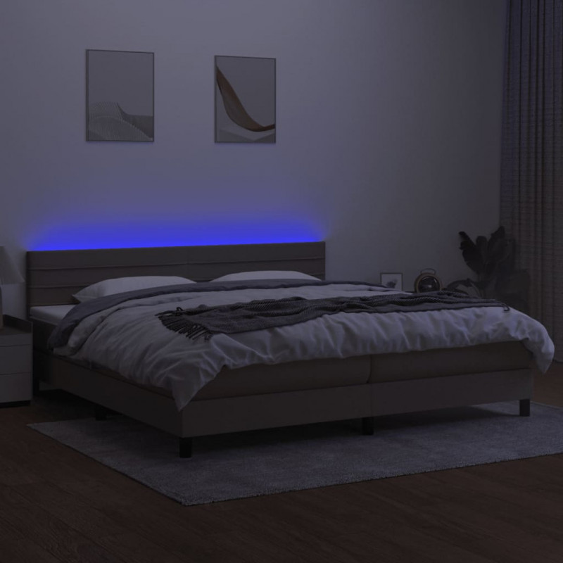 Łóżko kontynentalne z materacem, taupe, 200 x 200 cm, tkanina
