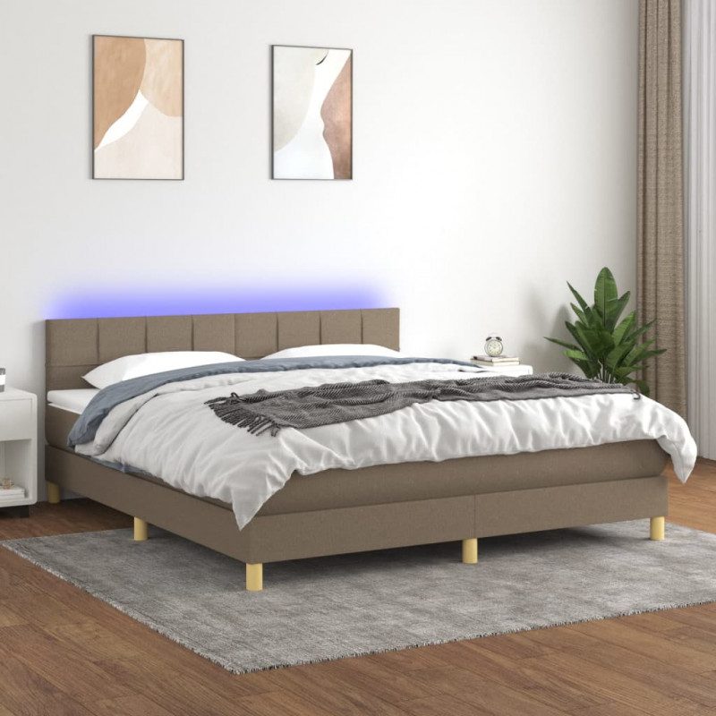 Łóżko kontynentalne z materacem, taupe, 160x200 cm, tkanina