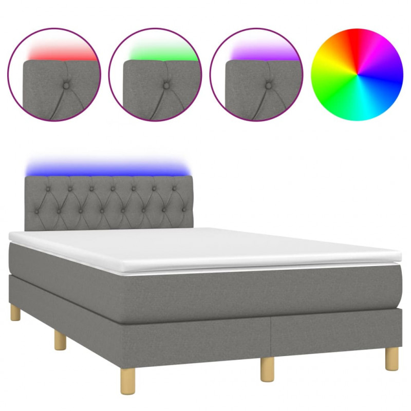 Łóżko kontynentalne z materacem, ciemnoszara tkanina 120x200 cm