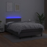 Łóżko kontynentalne z materacem i LED, szara ekoskóra 120x200cm