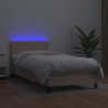 Łóżko kontynentalne, materac i LED cappuccino ekoskóra 80x200cm
