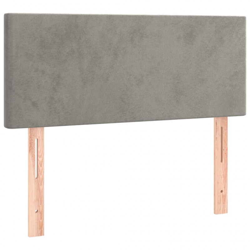 Łóżko kontynentalne z materacem i LED, szare 90x200 cm, aksamit
