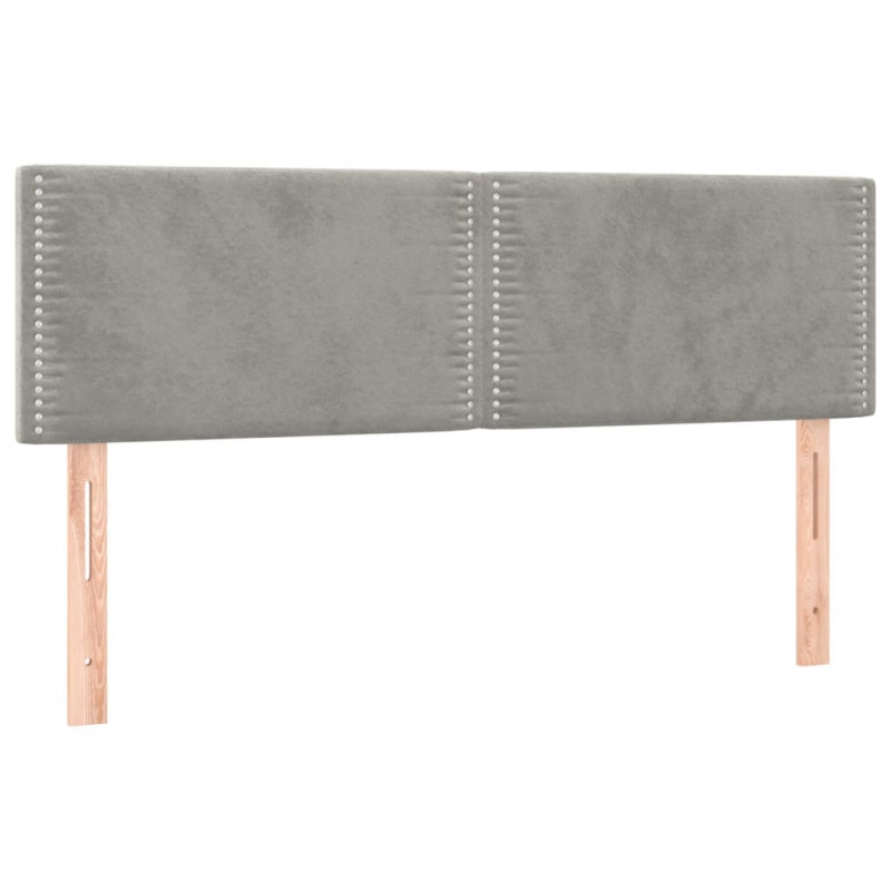 Łóżko kontynentalne z materacem i LED, szare 140x200cm, aksamit