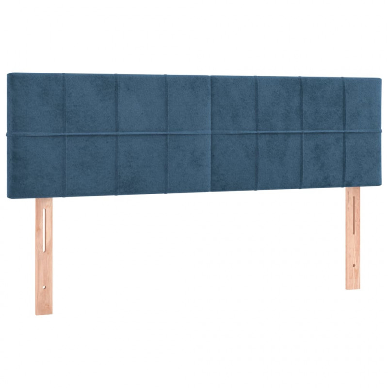 Łóżko kontynentalne, materac i LED, niebieski aksamit 140x190cm