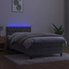 Łóżko kontynentalne z materacem i LED, szare 100x200cm, aksamit