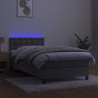 Łóżko kontynentalne z materacem i LED, szare 90x200 cm, aksamit