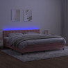Łóżko kontynentalne z materacem i LED, różowy aksamit 200x200cm