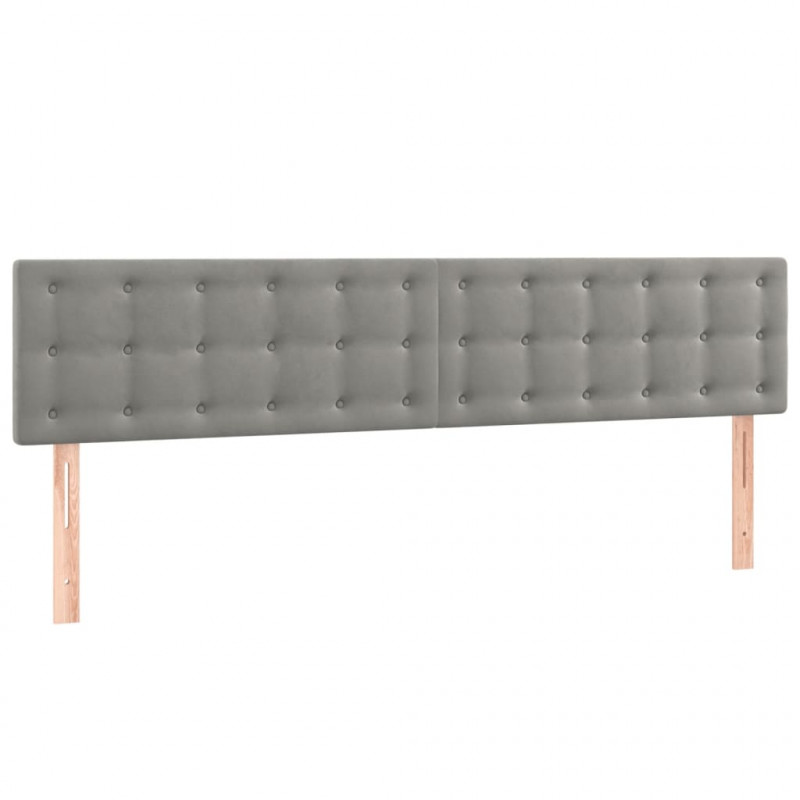 Łóżko kontynentalne z materacem i LED, szare 200x200cm, aksamit