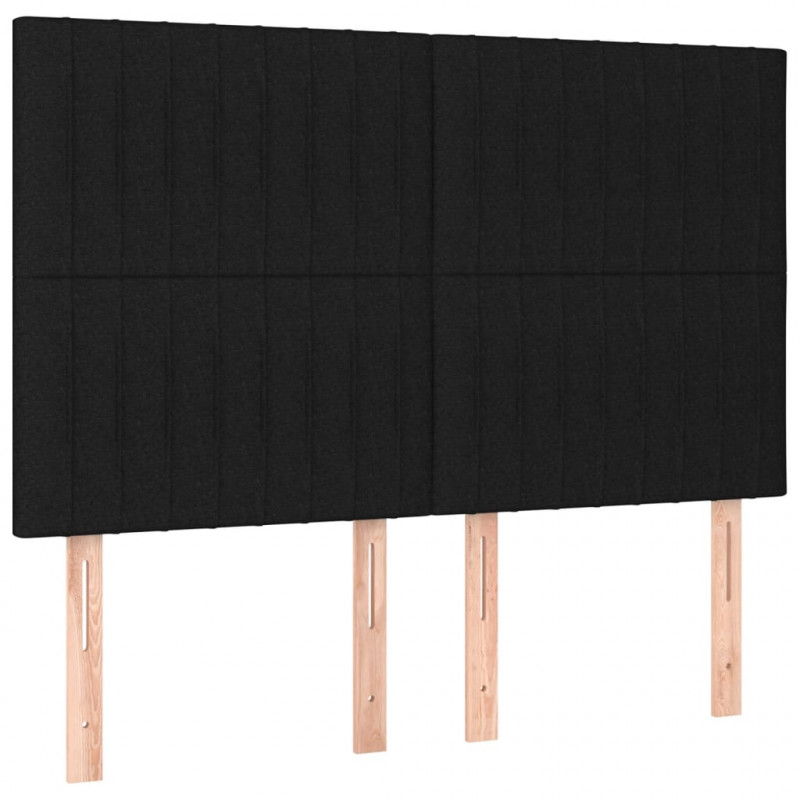 Łóżko kontynentalne z materacem, czarne, 140x200 cm, tkanina