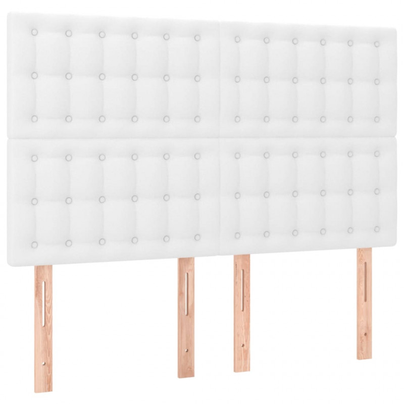 Łóżko kontynentalne z materacem i LED, biała ekoskóra 140x190cm