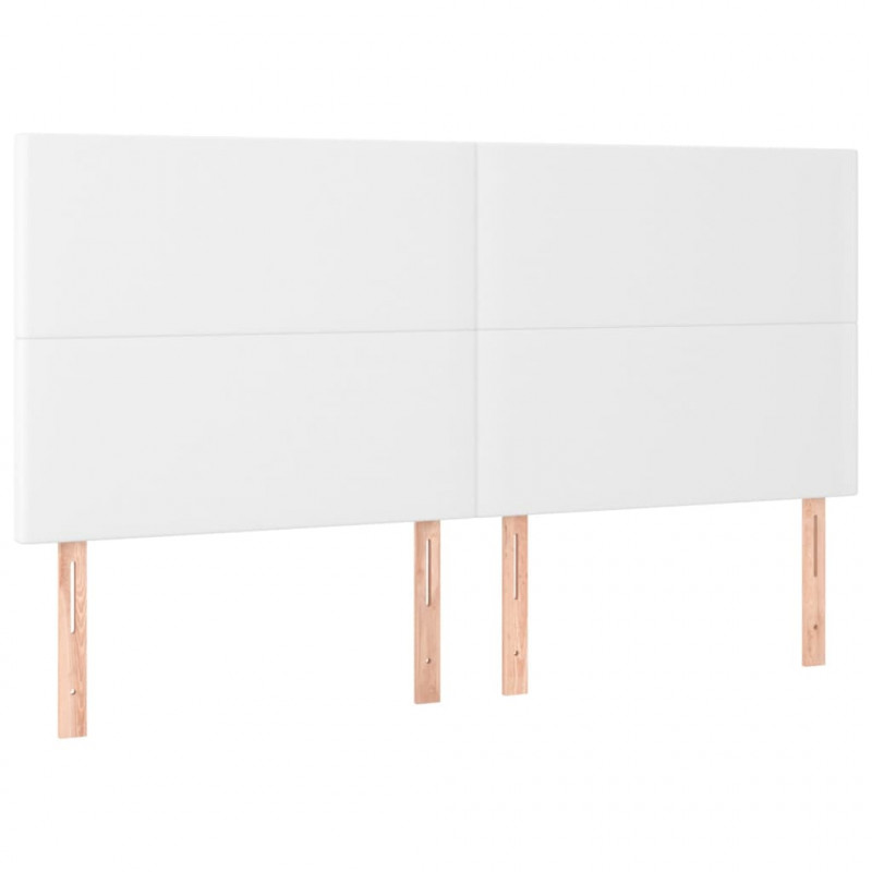 Łóżko kontynentalne z materacem i LED, biała ekoskóra 160x200cm