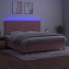 Łóżko kontynentalne z materacem i LED, różowy aksamit 200x200cm