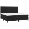 Łóżko kontynentalne z materacem i LED, czarny aksamit 200x200cm