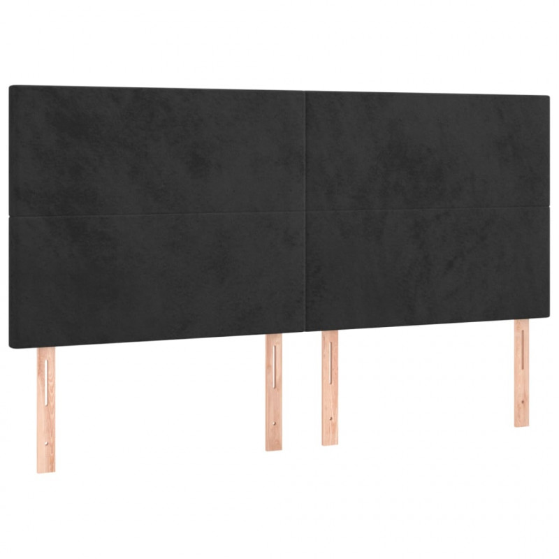 Łóżko kontynentalne z materacem i LED, czarny aksamit 200x200cm