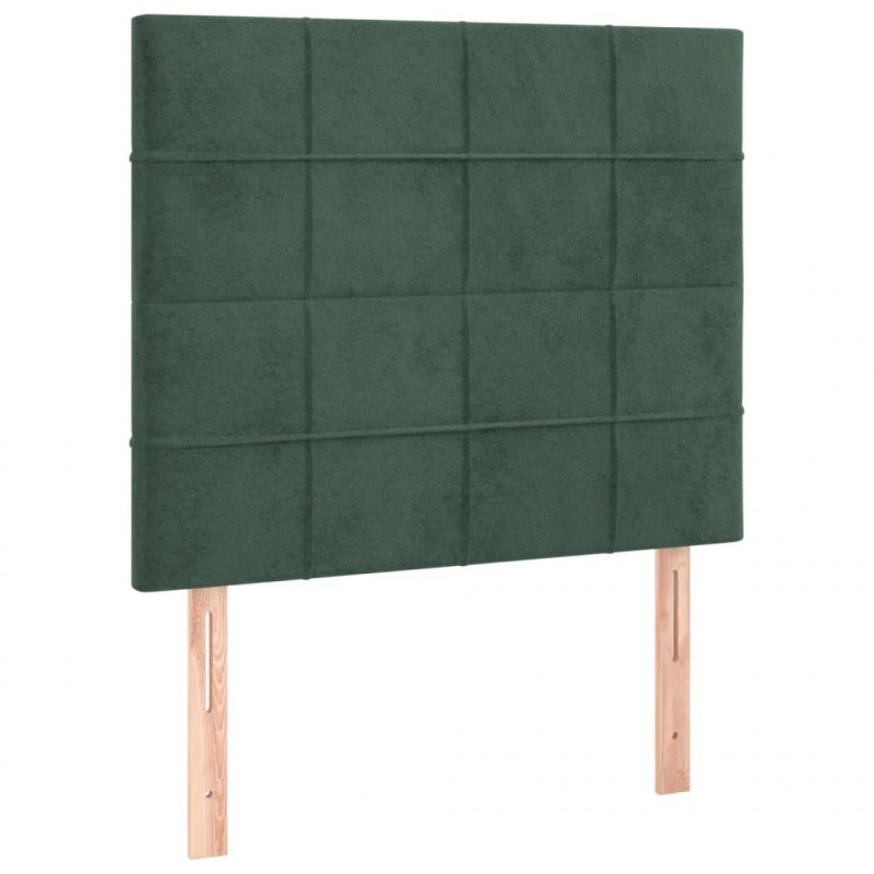 Łóżko kontynentalne z materacem i LED zielony aksamit 80x200 cm