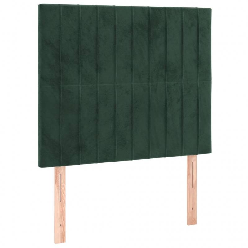 Łóżko kontynentalne z materacem i LED zielony aksamit 100x200cm