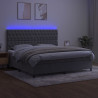 Łóżko kontynentalne z materacem i LED, szare 200x200cm, aksamit