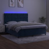Łóżko kontynentalne, materac i LED, niebieski aksamit 180x200cm
