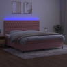 Łóżko kontynentalne z materacem i LED, różowy aksamit 200x200cm