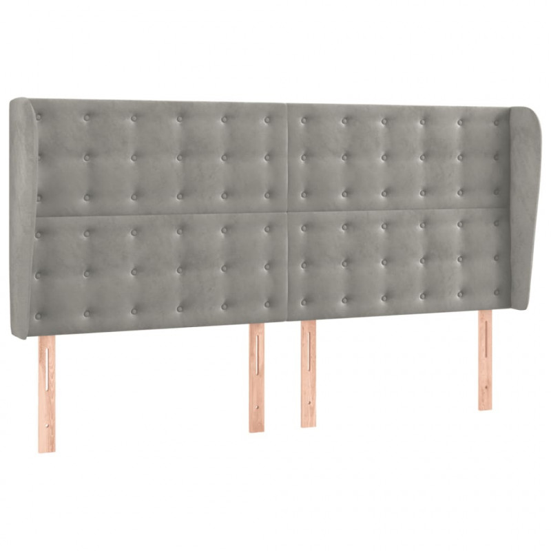 Łóżko kontynentalne z materacem i LED, szare 180x200cm, aksamit