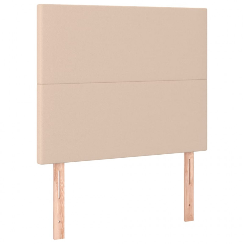 Łóżko kontynentalne z materacem, cappuccino, ekoskóra 90x200 cm