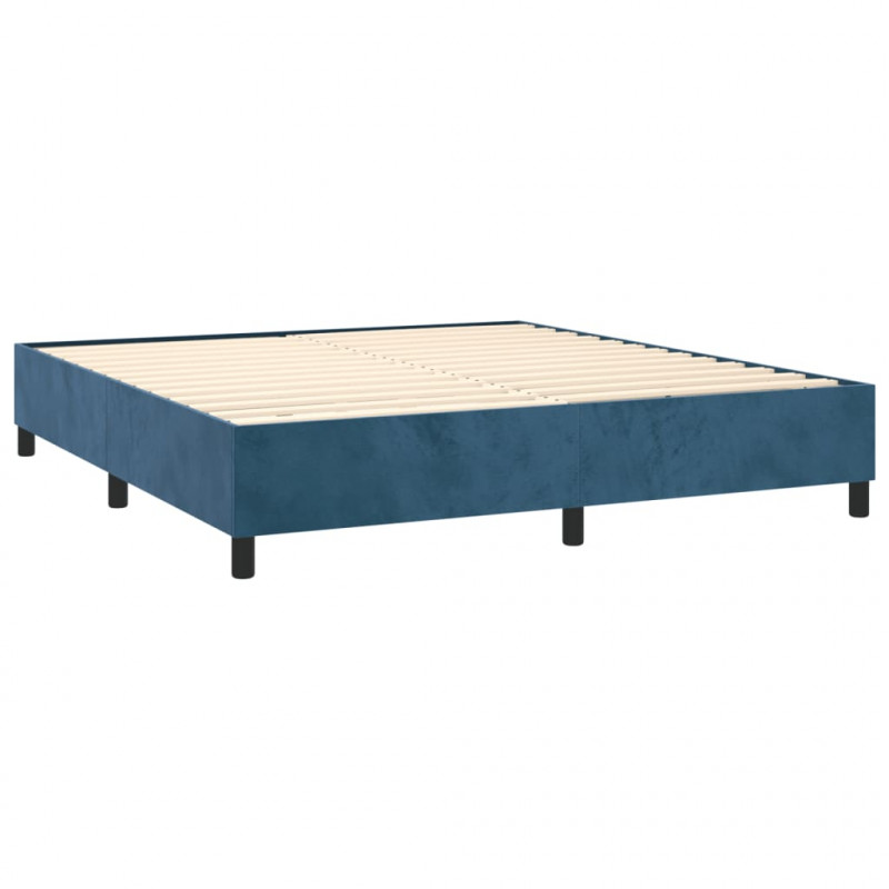 Łóżko kontynentalne z materacem, ciemnoniebieskie, 160x200 cm