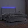 Łóżko kontynentalne z materacem i LED, biała ekoskóra 180x200cm
