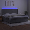Łóżko kontynentalne z materacem i LED, szare 200x200cm, aksamit
